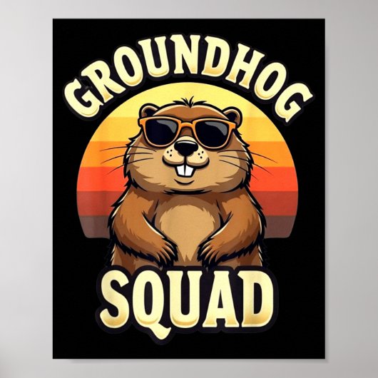 Poster Équipe de marmotte drôle Joyeuse fête de la marmot (Devant)