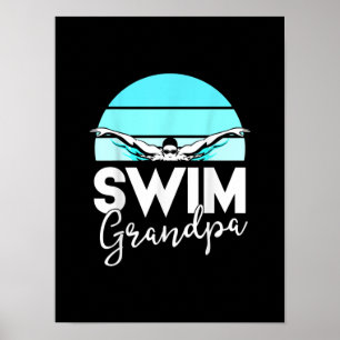 Poster Équipe de natation Grand-père Papa nage Rencontrer