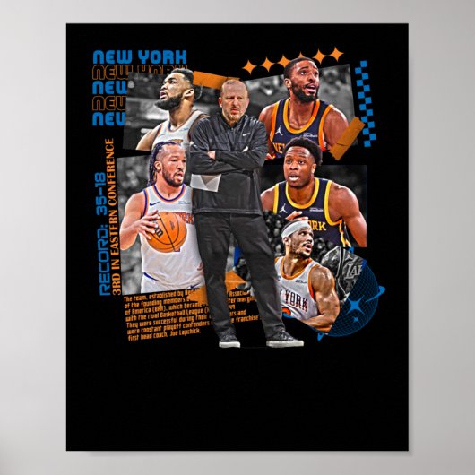 Poster Équipe de New York de basket-ball (Devant)