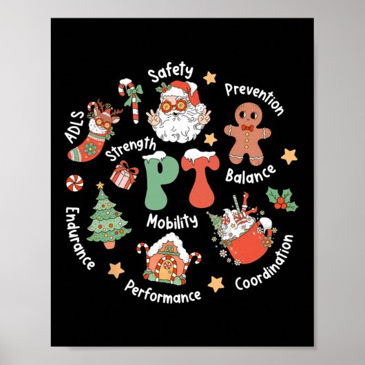 Poster Équipe de Noël de kinésithérapie Pt kinésithérapie (Devant)
