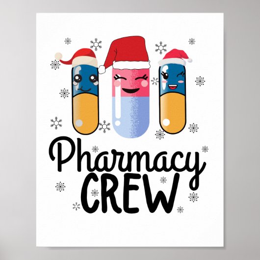 Poster Équipe de pharmacie. T-shirt de Noël du pharmacien (Devant)
