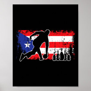Poster Équipe de Porto Rico Flag Bowling League entraîneu