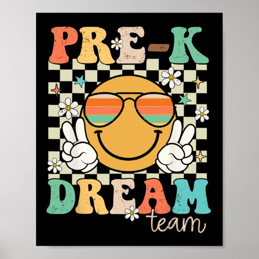 Poster Équipe de pré-maternelle Professeur de rêve Rétro (Devant)