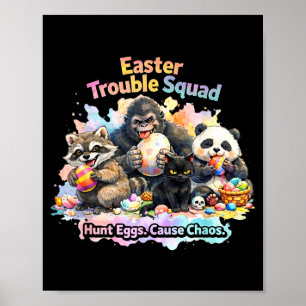 Poster Équipe de problèmes de Pâques chasse aux œufs de P
