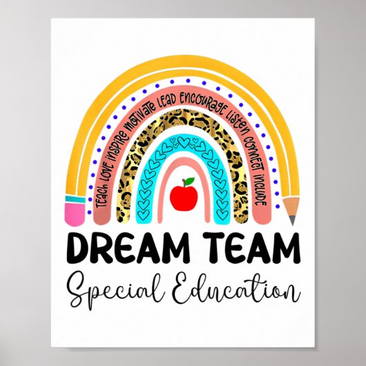 Poster Équipe de rêve Éducation spéciale Boho Rainbow Léo (Devant)