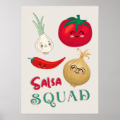 Poster Équipe de salsa mignonne Illustration de légume (Devant)