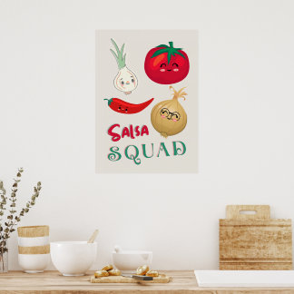 Poster Équipe de salsa mignonne Illustration de légume