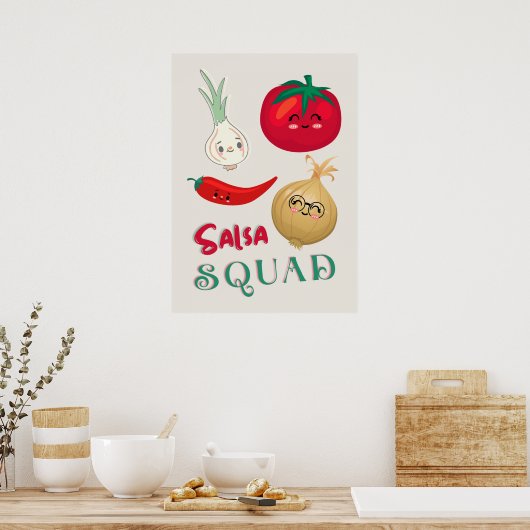 Poster Équipe de salsa mignonne Illustration de légume (Cuisine)