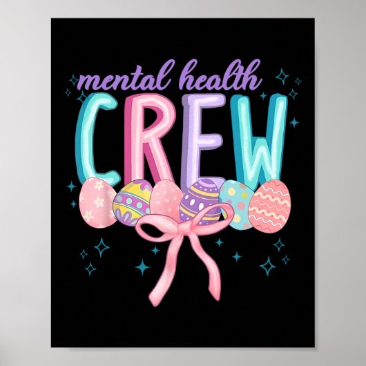 Poster Équipe de santé mentale de Pâques Coquette Bow Œuf (Devant)