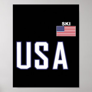 Poster Équipe de ski du drapeau américain Équipement de s