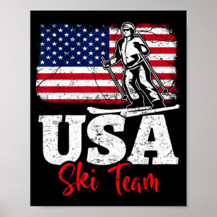 Poster Équipe de ski Usa amérique ski sports d'hiver ski