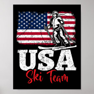 Poster Équipe de ski Usa Amérique Ski Winter Sports Nous