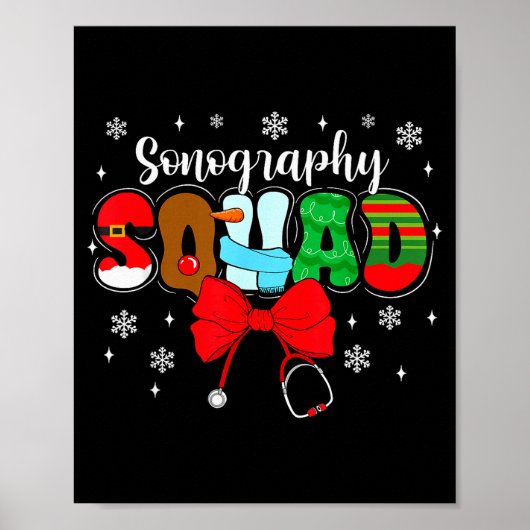Poster Équipe de sonographie Arc Stéthoscope Père Noël Mi (Devant)