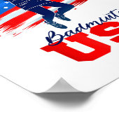 Poster Équipe de soutien Badminton Usa Drapeau Américain (Coin)