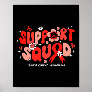Poster Équipe de soutien Groovy Ruban rouge sensibilisati