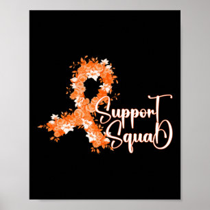 Poster Équipe de soutien Orange Ruban Leucémie Cancer du