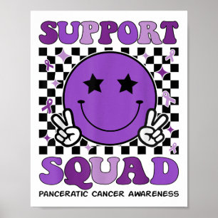 Poster Équipe de soutien Ribbon pourpre Cancer pancréatiq