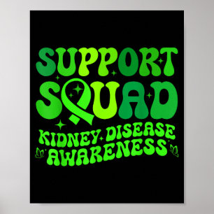 Poster Équipe de soutien ruban de maladie rénale pkd vert