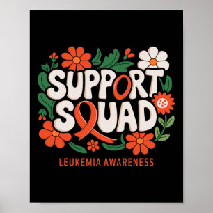 Poster Équipe de soutien Ruban orange Leucémie Cancer du