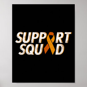 Poster Équipe de soutien Ruban orange Leucémie Cancer du