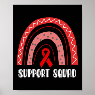 Poster Équipe de soutien Ruban rouge de sensibilisation a