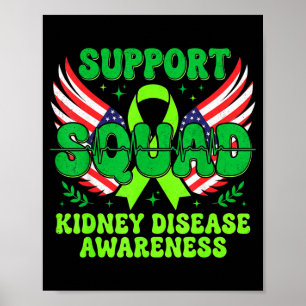 Poster Équipe de soutien Ruban vert Maladie rénale