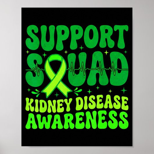 Poster Équipe de soutien Ruban Vert Maladie Rénale (Devant)
