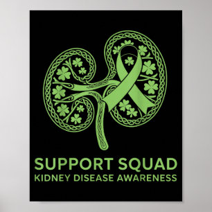 Poster Équipe de soutien Ruban vert Maladie rénale