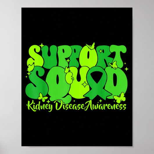 Poster Équipe de soutien ruban vert sensibilisation à la (Devant)