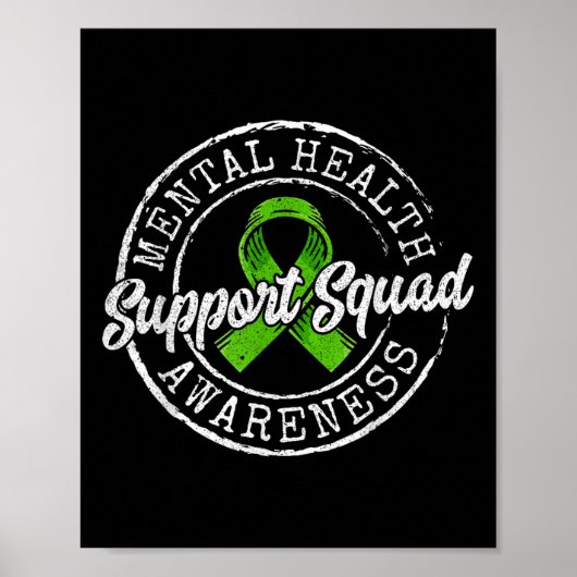 Poster Équipe de soutien Ruban vert Sensibilisation à la (Devant)