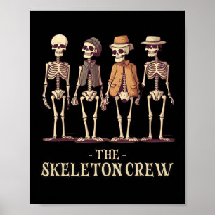Poster Equipe de squelette pour l'Halloween masculine drô