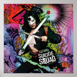 Poster Équipe de suicide | Graffiti de caractères Katana