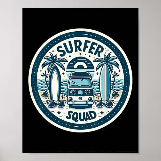 Poster Équipe de surfeurs Équipement de surf pour surfeur (Devant)
