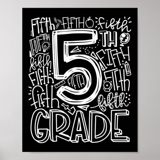 Poster Équipe de typographie 5e année Enseignant de cinqu (Devant)