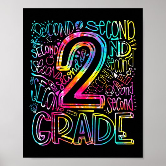 Poster Équipe de typographie de 2e année Tie Dye Enseigna (Devant)
