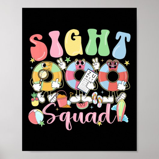 Poster Équipe de vision Vibes d'été drôle Optométrie Opht (Devant)