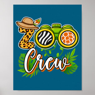 Poster Équipe de zoo en safari dans la jungle faune