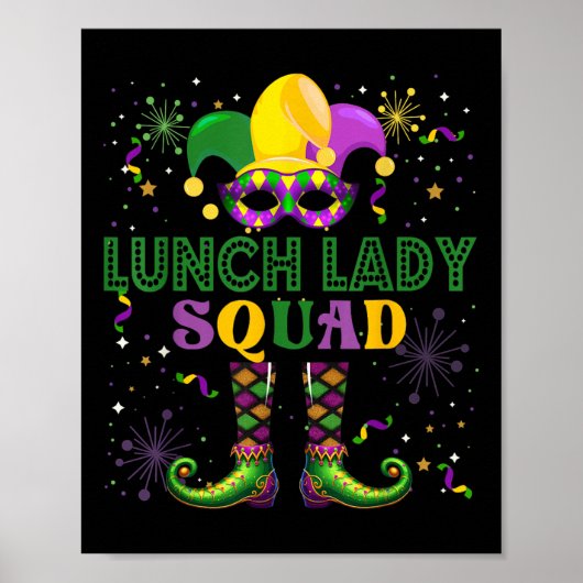 Poster Équipe Déjeuner Lady Squad Mardi Gras Fier Masqué (Devant)
