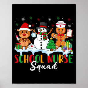 Poster Équipe d'infirmière scolaire Renne Bonhomme de nei