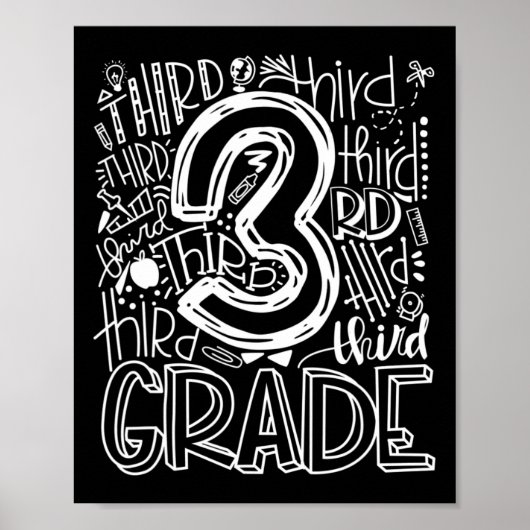 Poster Équipe Enfants Enseignant Byck To School 3rd Grade (Devant)