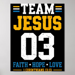 Poster Équipe Jésus au dos, tenue de famille assortie, fo