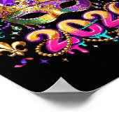 Poster Équipe Mardi Gras 2026 Masque de Carnaval Perles D (Coin)