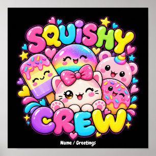 Poster Équipe Mignonne Kawaii Art Anime Bonbon Pastel