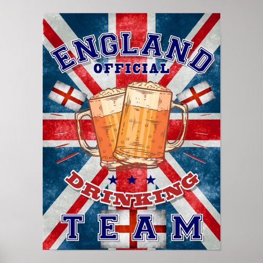 Poster Équipe Officielle De Boisson D'Angleterre. Bière a (Devant)