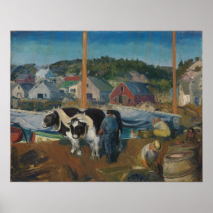 Poster Équipe Ox, Quai à Matinicus par George Bellows