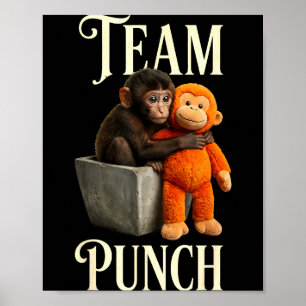 Poster Équipe poing japon bébé singe coup de poing
