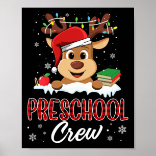Poster Équipe préscolaire Funny Reindeer Enseignant Étudi