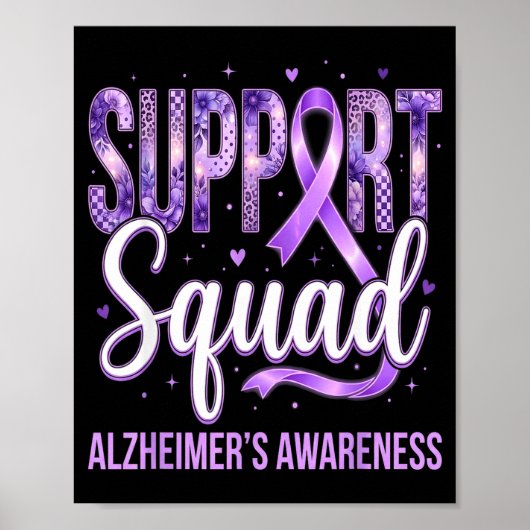 Poster Équipe ruban violet équipe de soutien maladie d'Al (Devant)