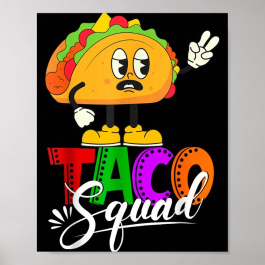 Poster Équipe taco cinco de mayo drôle de nourriture mexi (Devant)