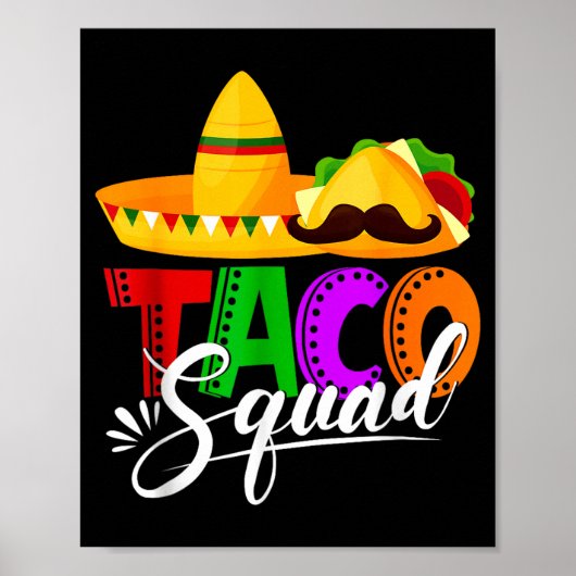 Poster Équipe taco cinco de mayo drôle de nourriture mexi (Devant)